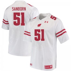 Men's Wisconsin Badgers NCAA #51 Bryan Sanborn White Authentic Under Armour Stitched College Football Jersey DT31K25MZ